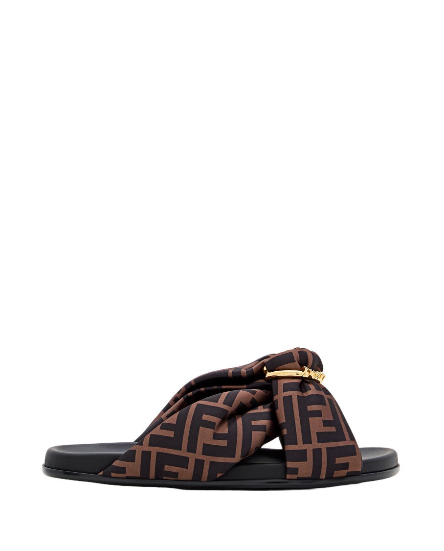 Fendi Logo Print Fabric Sandals