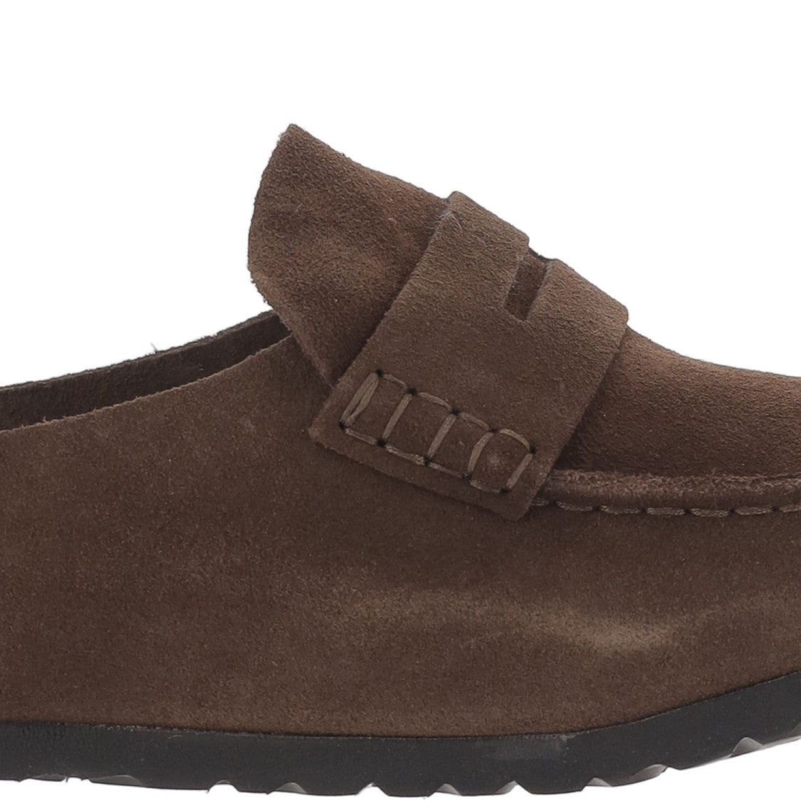 Birkenstock Dark Brown Suede Unisex Loafers With Exposed Stitching