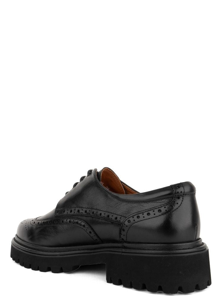 Adrianna Feretti Black Perforated Chunky Sole Leather Brogue Shoes