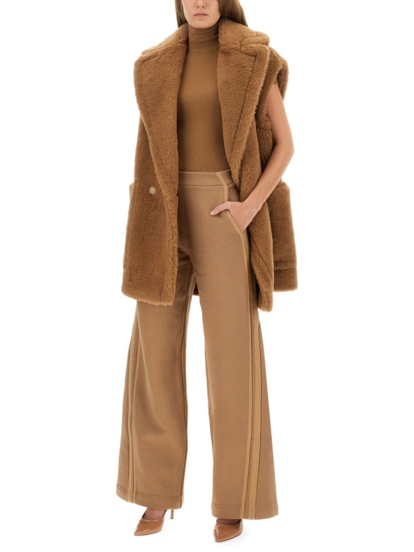 Max Mara Brown Wide-Leg Pants With Subtle Seam Details