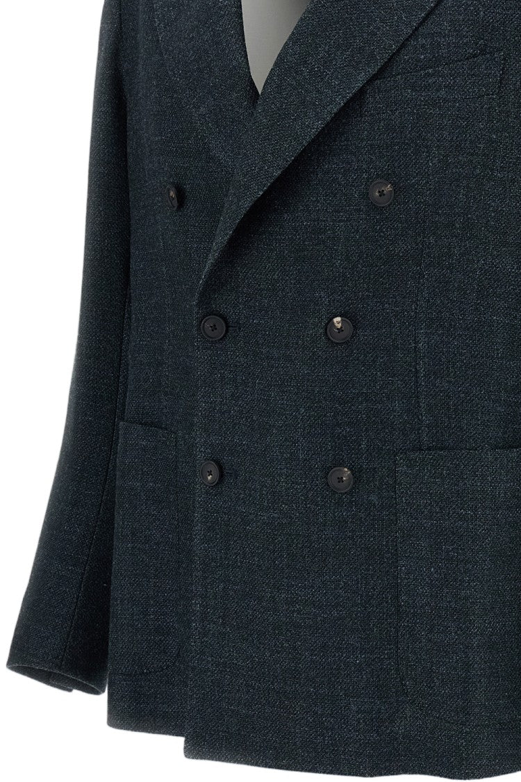 Tagliatore Green Montecarlo Double-Breasted Wool-Blend Blazer