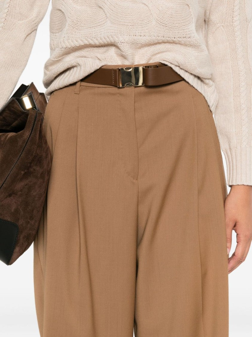 Max Mara Wide-Leg High Waist Trousers With Pleated Design