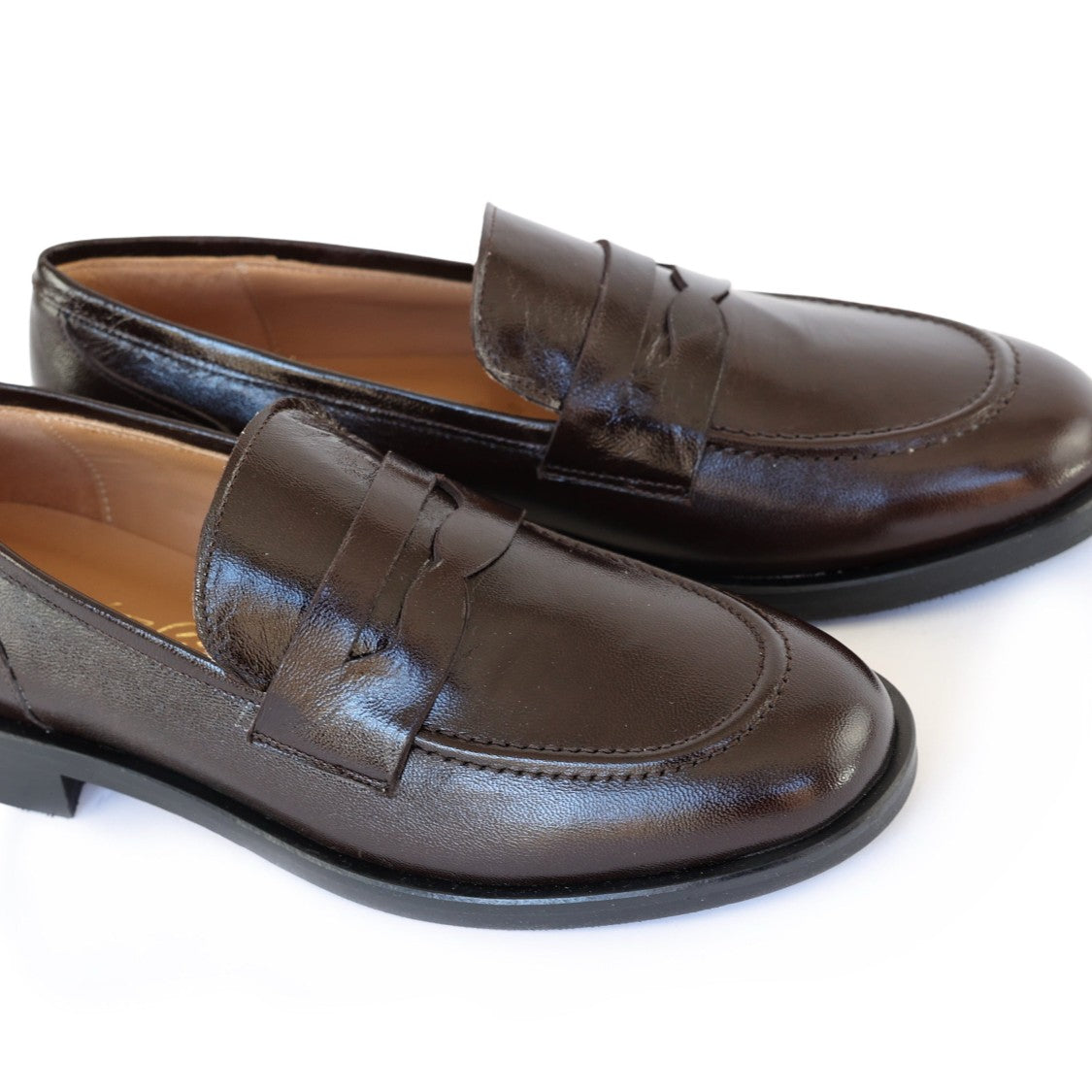 Ton Gout Brown Leather Moccasins With Strap Detail