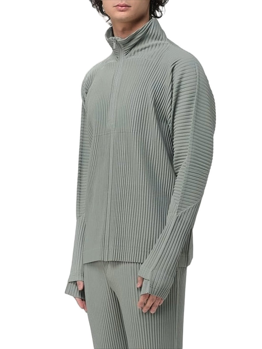 Homme Plissé Issey Miyake Textured Ribbed Turtle Neck With Half-Zip Closure