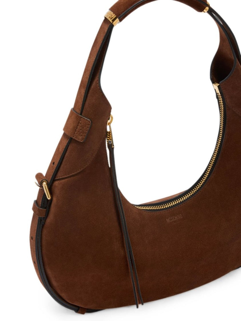 Moschino Brown Suede Leather Accent Handbag