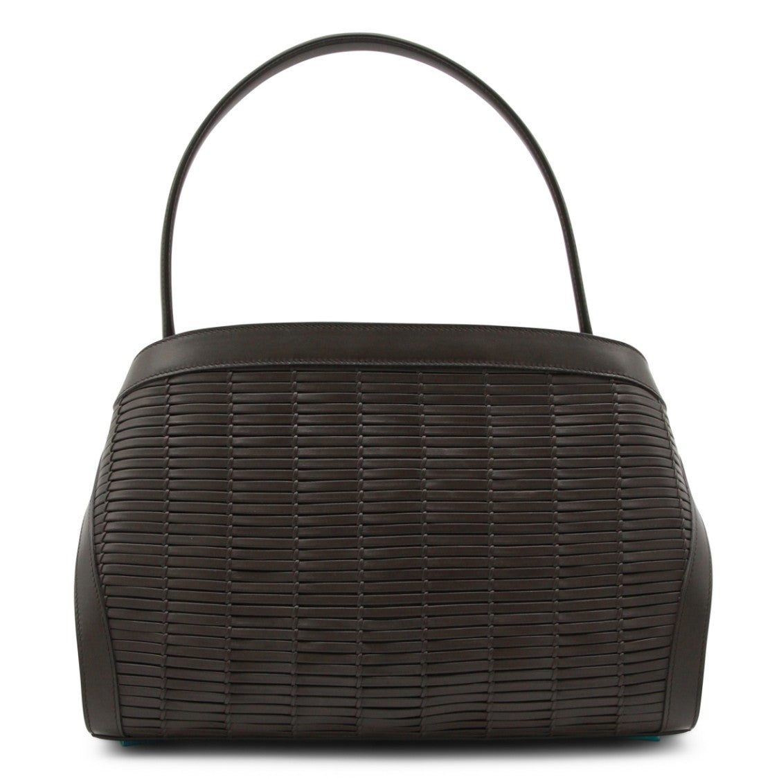 Ferragamo Textured Brown Leather Shoulder Bag With Gold-Tone Accents