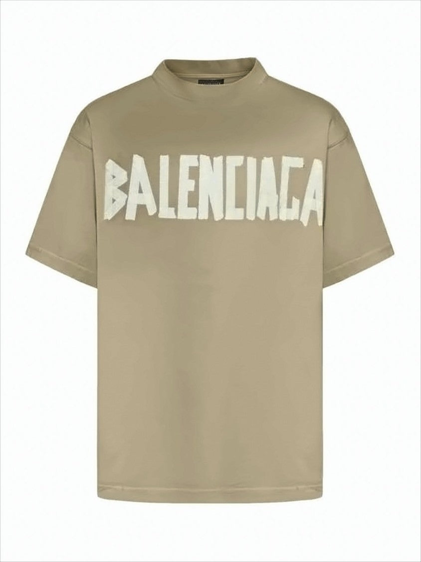 Balenciaga Boxy Fit Graphic Print T-Shirt In Muted Beige