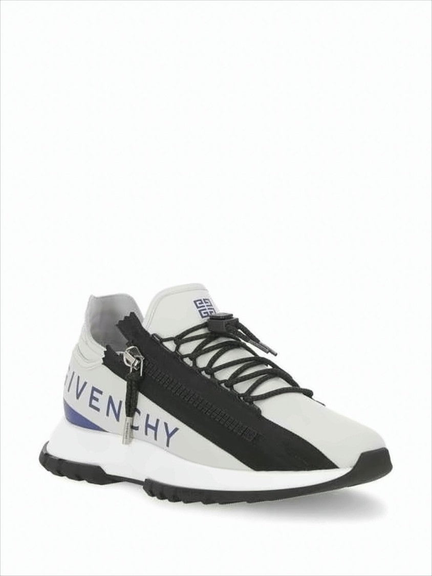 Givenchy Smooth Leather Sneakers With Zipper Detail And Accent Stripe