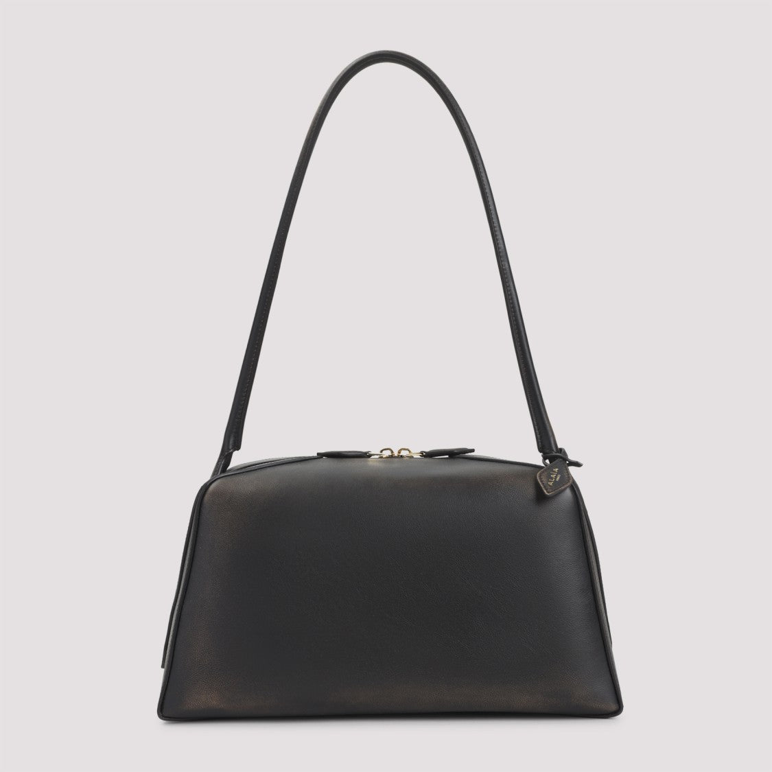 Alaïa Structured Nude Calf Leather Shoulder Bag With Gold Accents