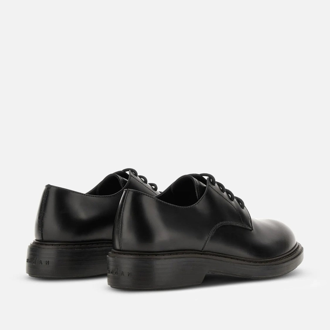 Hogan H704 Derby Lace-Up Shoes In Black Calfskin