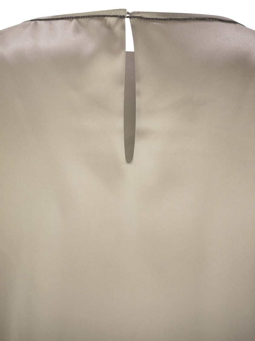 Brunello Cucinelli Stretch Silk Satin Top With Jewellery