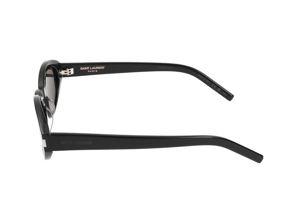 Saint Laurent Black Bold Rounded Acetate Sunglasses