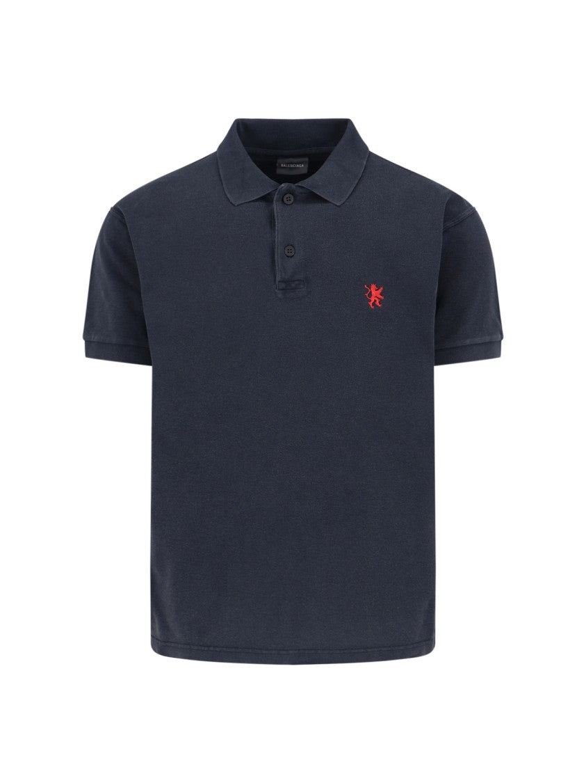 Balenciaga Embroidered Polo Shirt – Black/Red