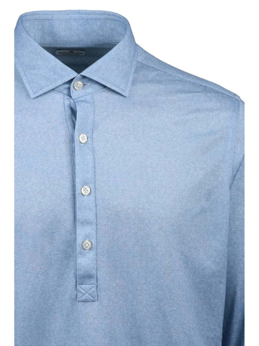 Sonrisa Fior Di Cotone Light Blue Cotton Polo Shirt