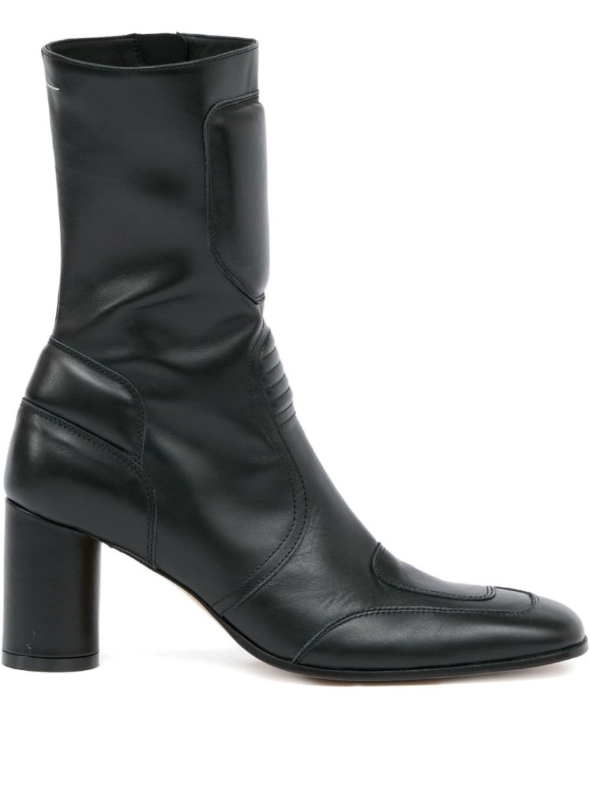 Mm6 By Maison Margiela Black Leather Ankle Boots