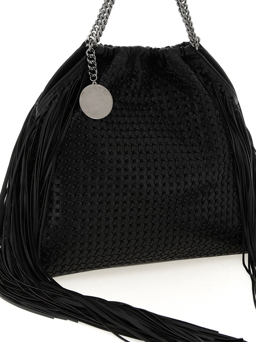 Stella Mccartney Medium Shoulder Bag In Woven Vegan Leather With Fringes And Chain Handle
