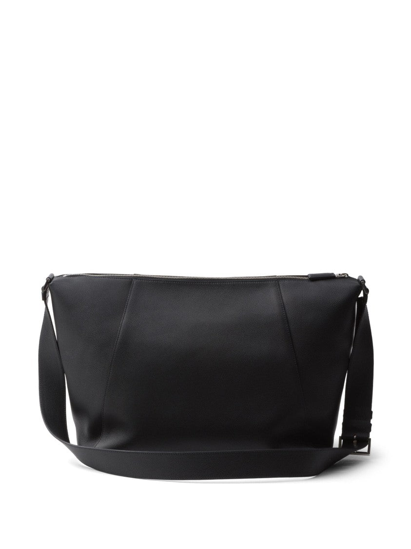 Prada Black Bandoleira Soft Grain Leather Satchel