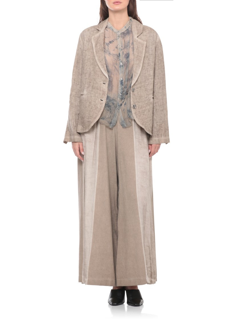 Sanctamuerte Brown Cotton Elastic Waist Wide-Leg Pants