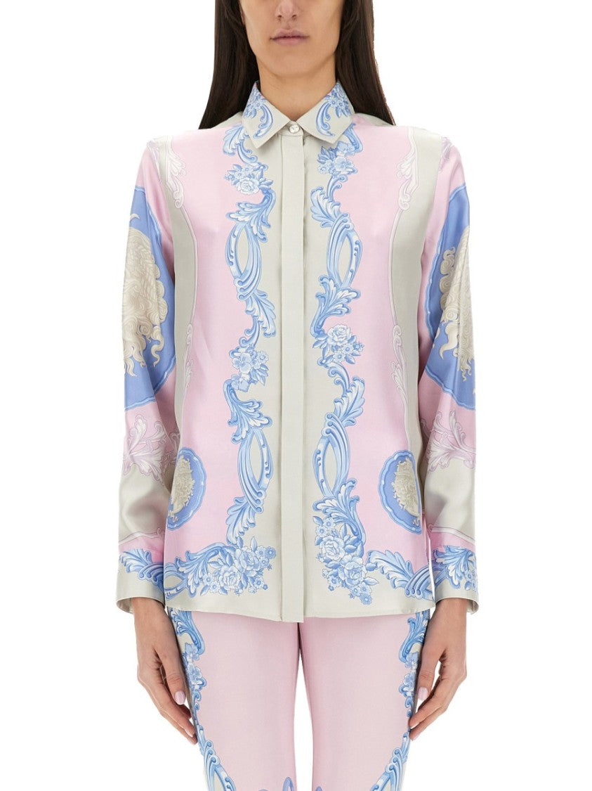 Versace "Cameo" Pastel Print Silk Shirt