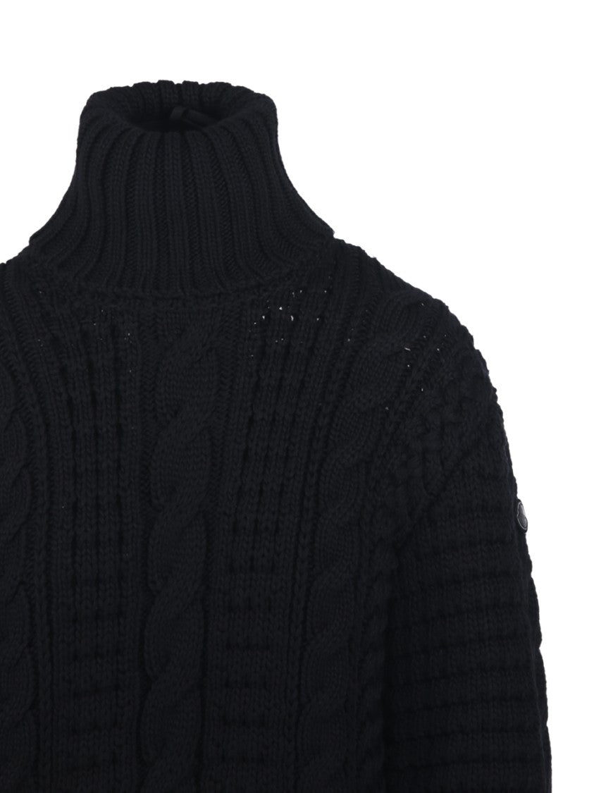 Moncler Genius X Edward Enninful Cable Knit Turtleneck Sweater With Ribbed Cuffs