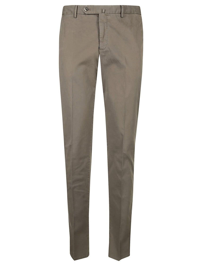 Pt Torino Tailored Brown Super Slim Pants In Stretch Cotton Batavia