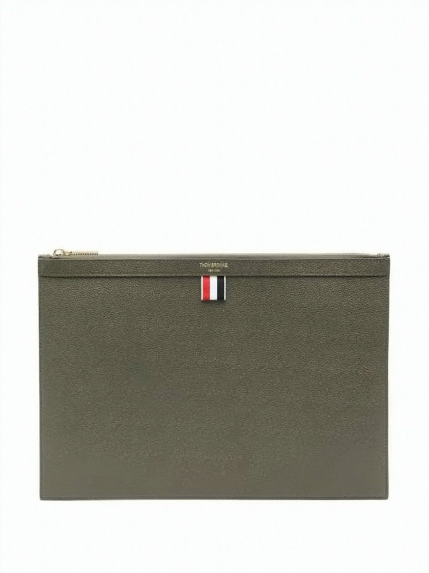 Thom Browne Medium Document Holder In Textured Cowhide Leather