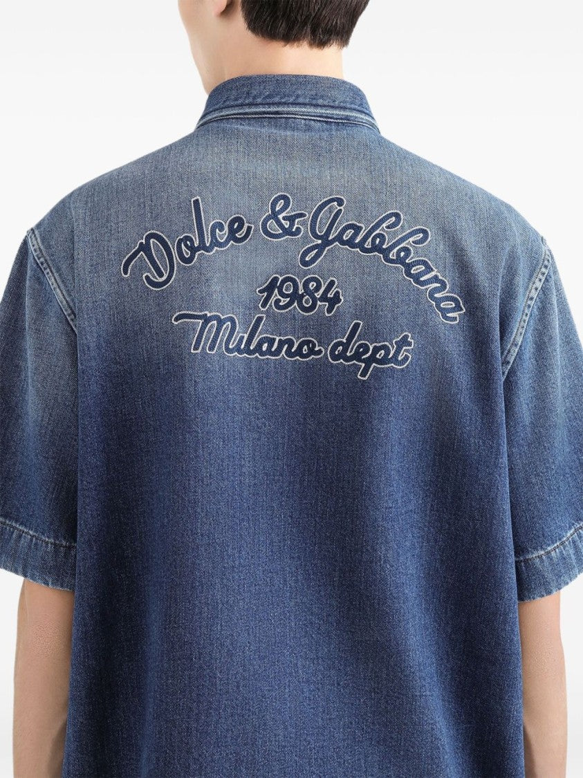 Dolce & Gabbana Denim Short-Sleeved Shirt With Press-Stud Fastening