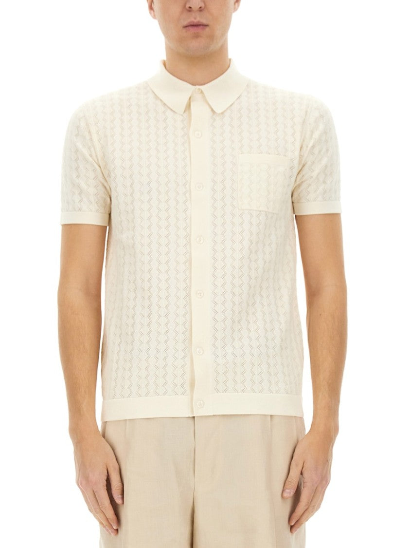 Dolce & Gabbana Perforated Cotton Knit Shirt