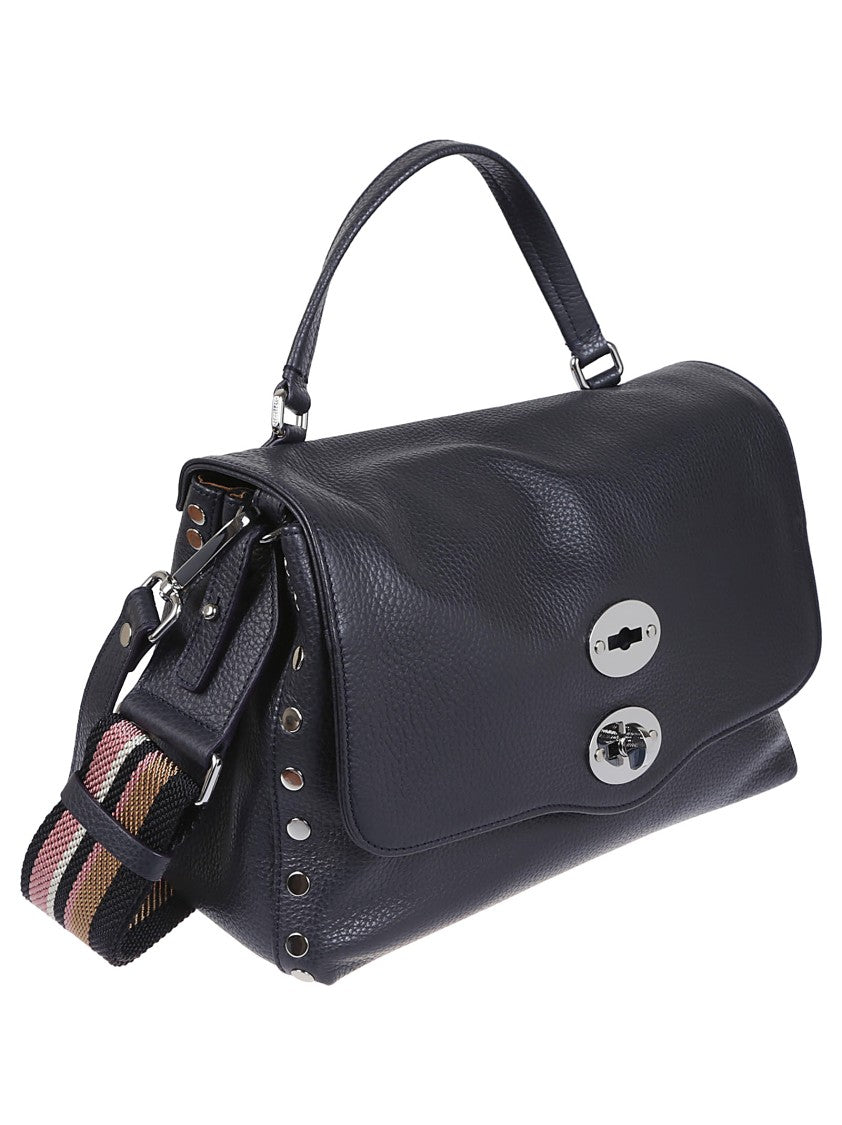 Zanellato Structured Leather Shoulder Bag With Woven Strap Detail