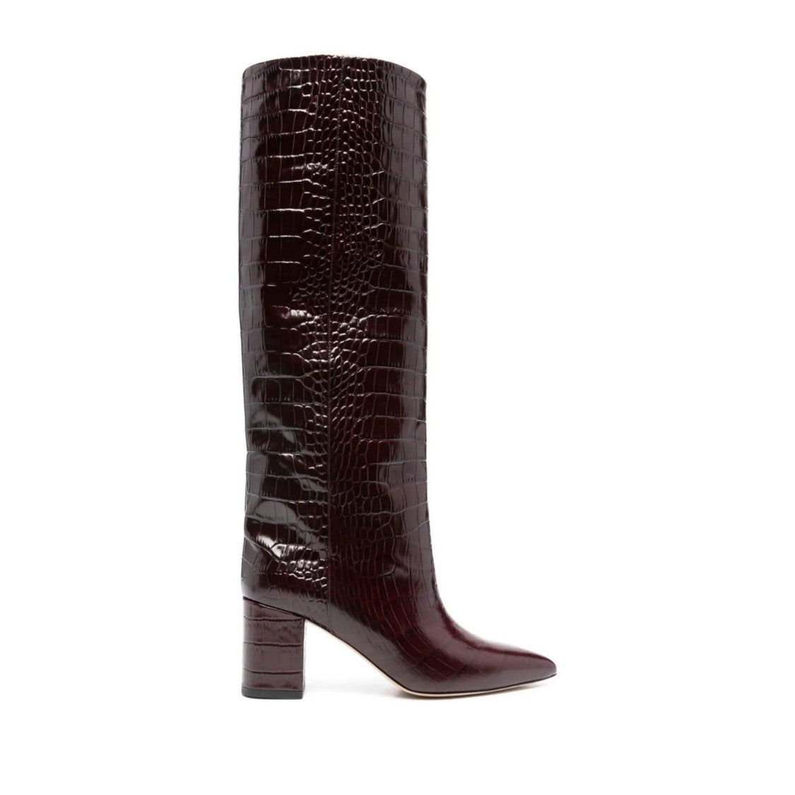 Paris Texas Brown Calf Leather Crocodile Knee-High Boots