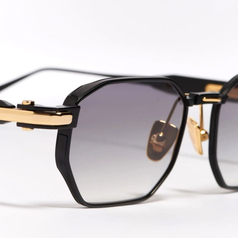 John Dalia Axel Geometric Octagonal Frame Sunglasses With Gold Accents