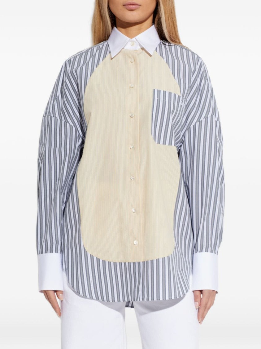 Stella Mccartney Vertical Stripe Shirt With Beige Patch