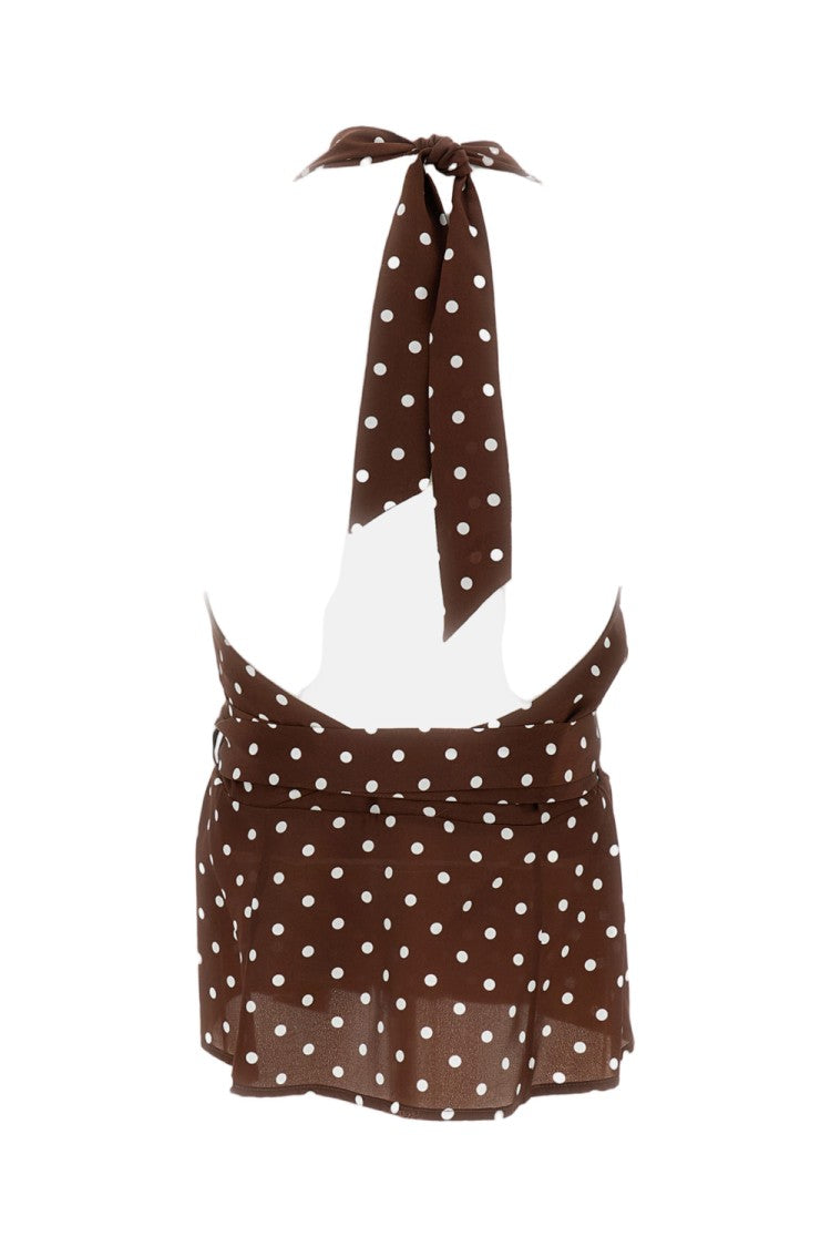 Parosh Silk Polka Dot Halter Neck Top