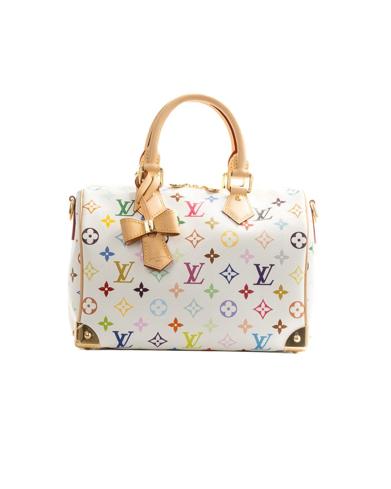 Louis Vuitton White Monogram Multicolor Speedy Bandoulière 25 Tote Bag