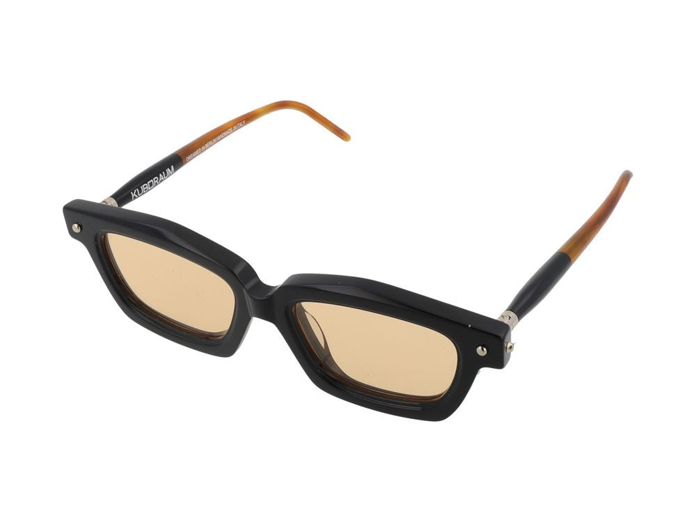 Kuboraum Angular Black Amber-Tinted Lens Sunglasses