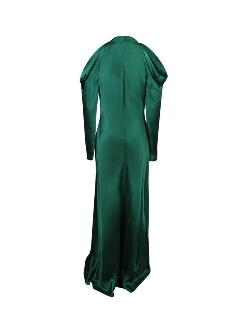 Alberta Ferretti Green Dress With Lace Accents