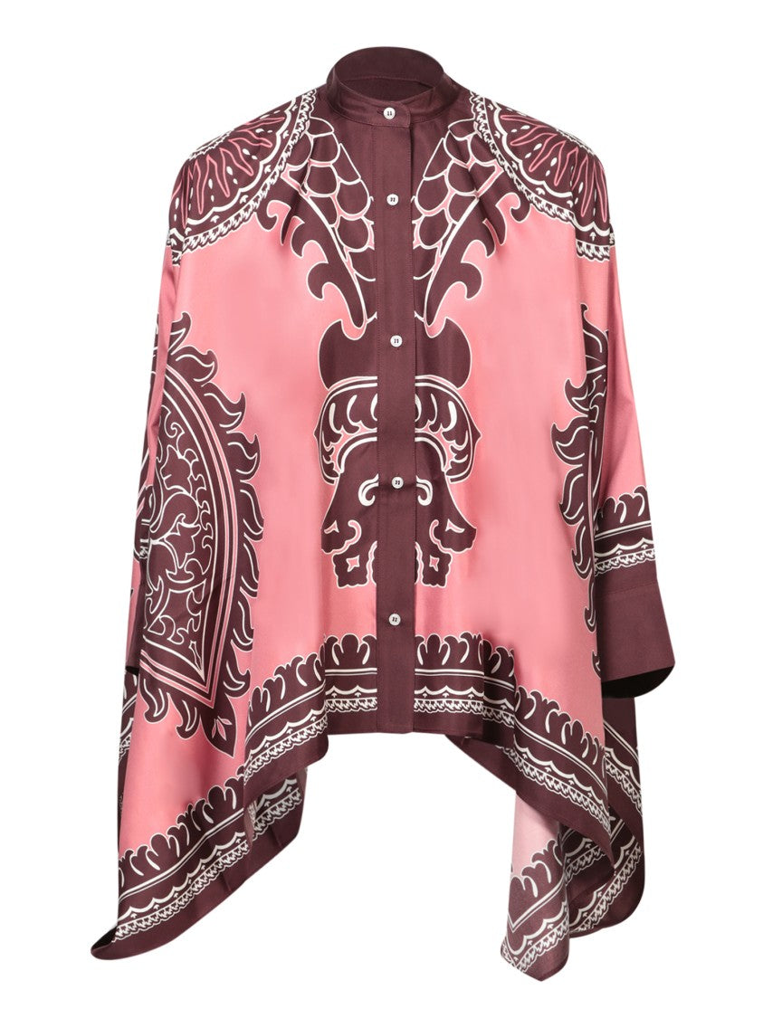 La Double J High-Low Hem Pink Silk Shirt