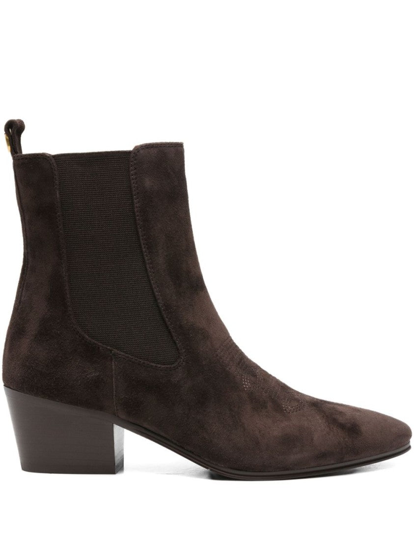 Twin-Set Suede Ankle Boots With Metallic Accent