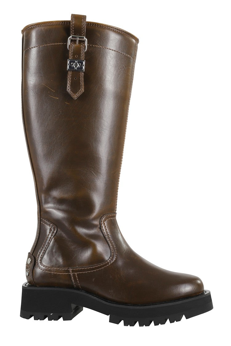 Ganni Studs High Boot Crinkle