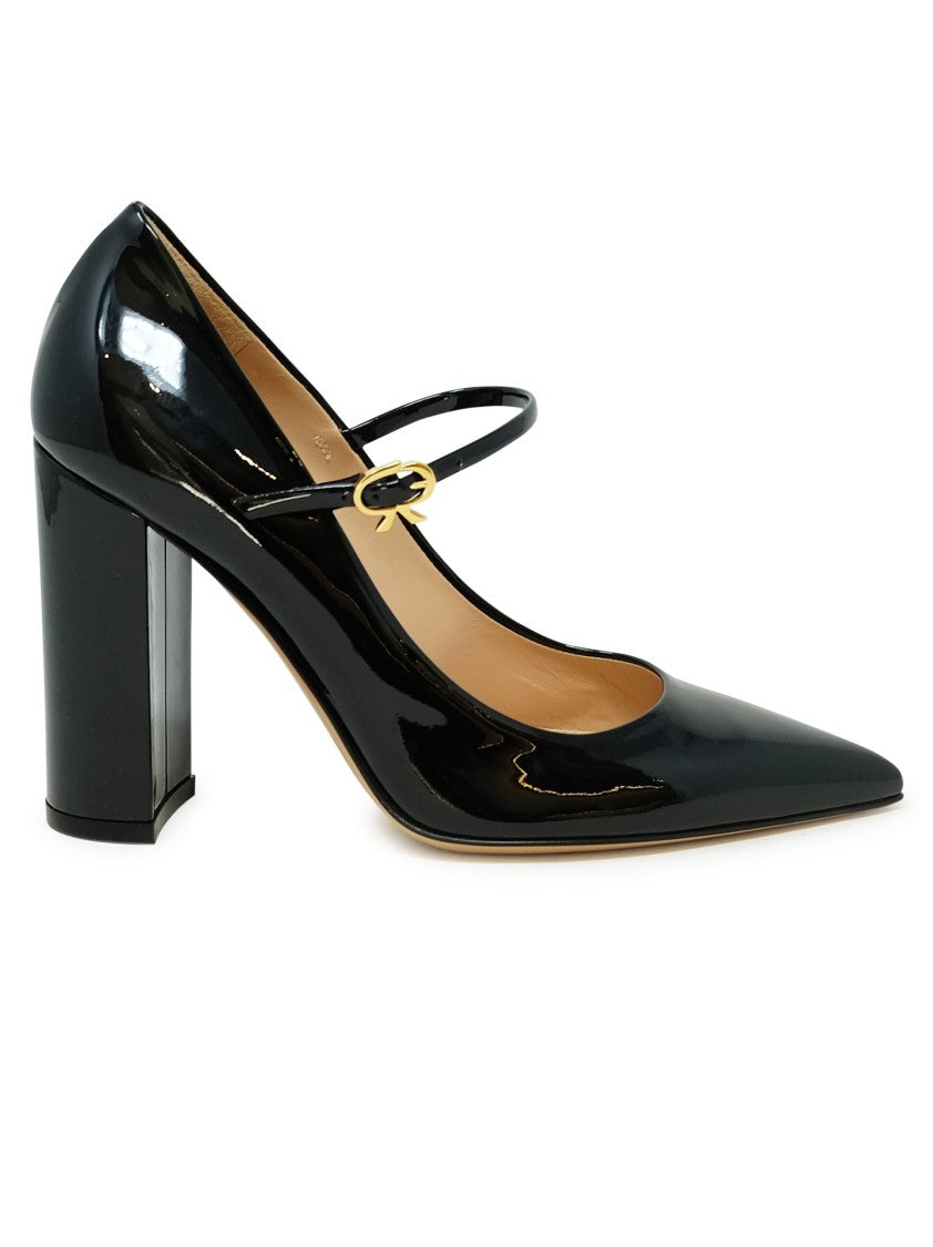 Gianvito Rossi G22235.00 Ric.Vernero Black Patent Ribbon Jane 100 Pumps