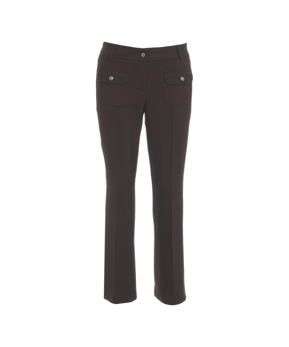 Cambio Elegant Straight-Cut Trousers With Pressed Pleats And Flap Pockets