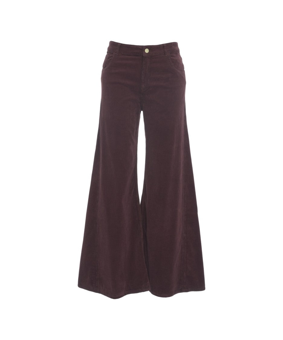 Kaos Burgundy Wide-Leg Trousers With High-Waist Design