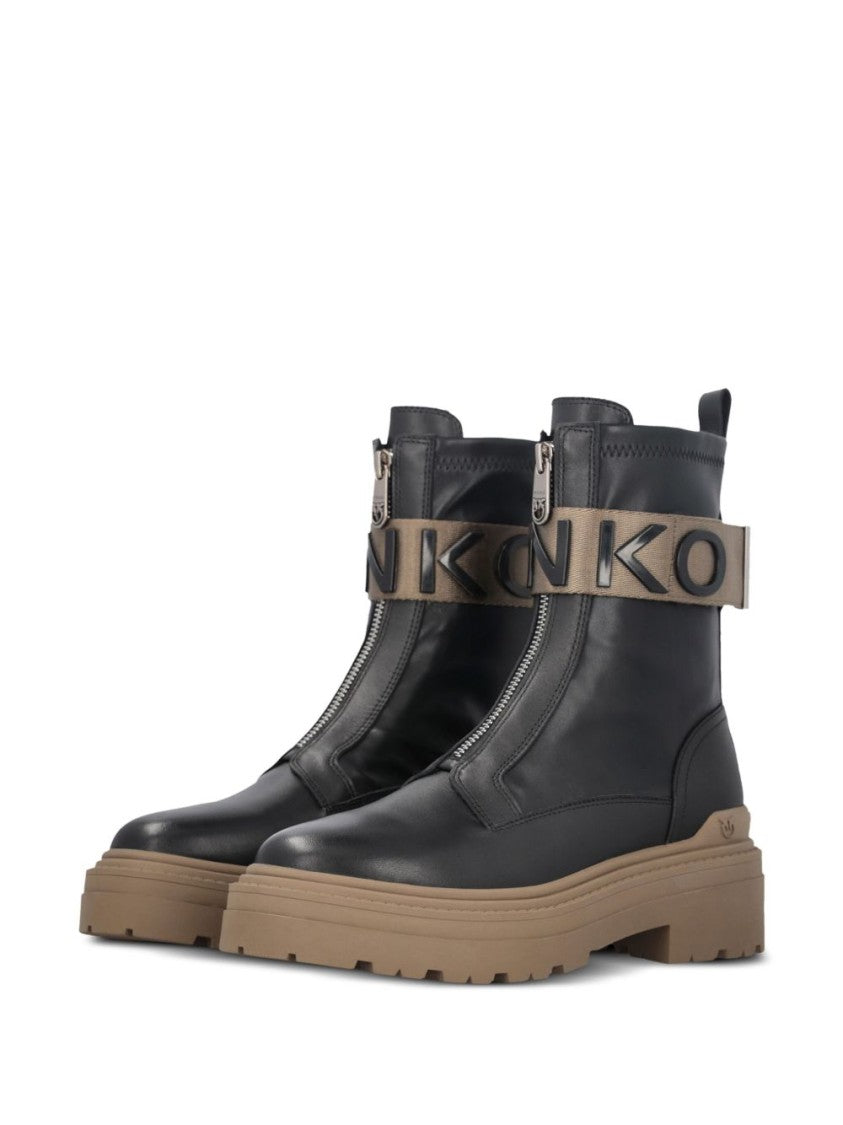 Pinko Sole Ankle Boots With Embossed Strap