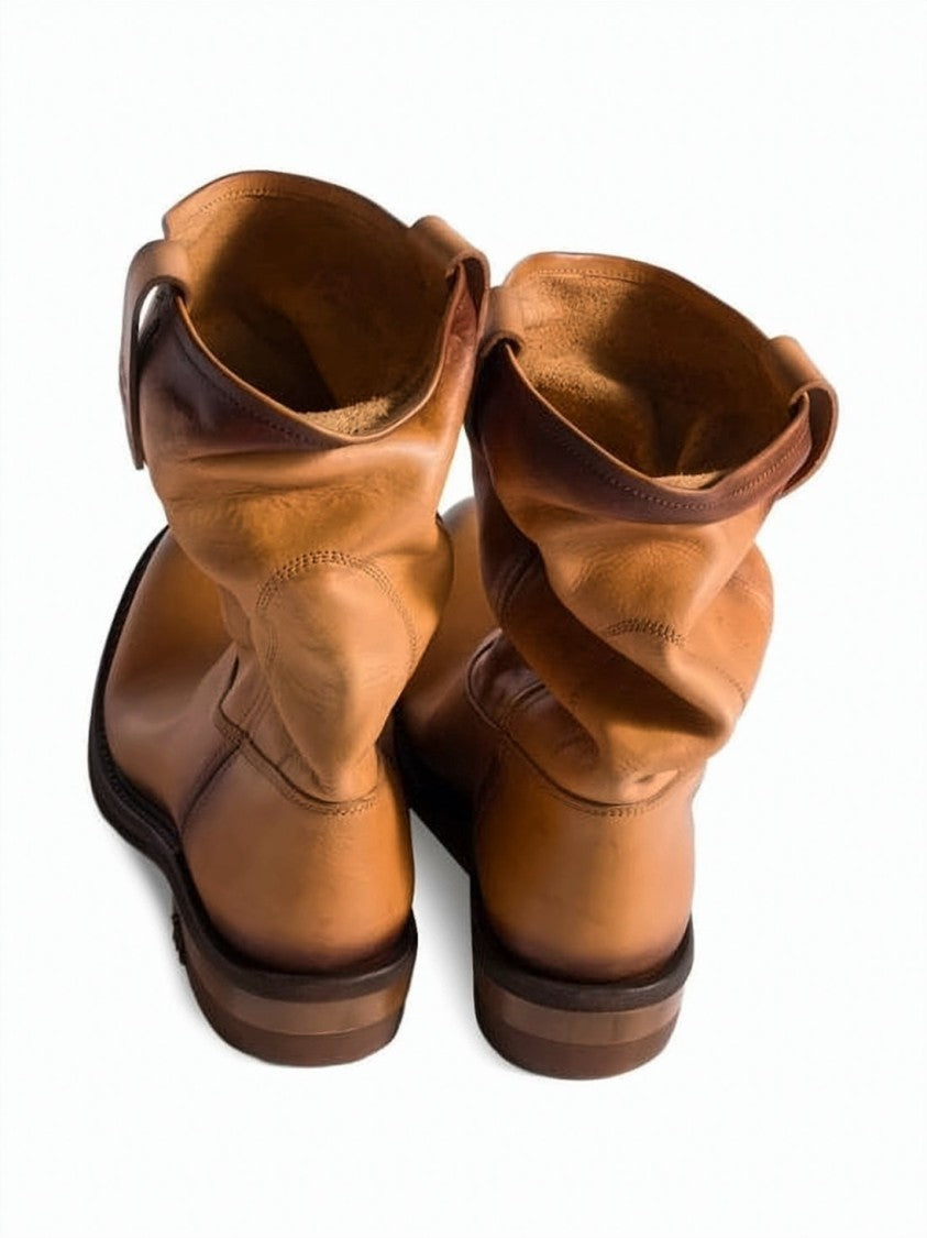Miu Miu Black Mid-Calf Slouchy Leather Boots