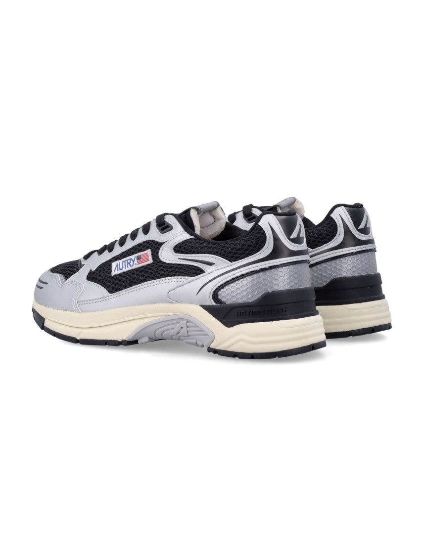 Autry Sleek Black Mesh Sneakers With Light Grey Overlays