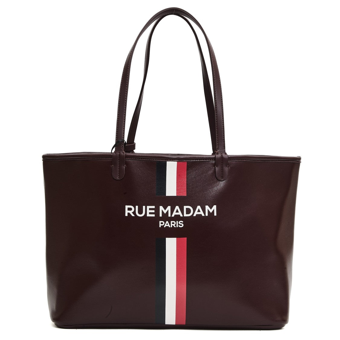 Rue Madame Faux Leather Shopping Bag With Bordeaux Logo