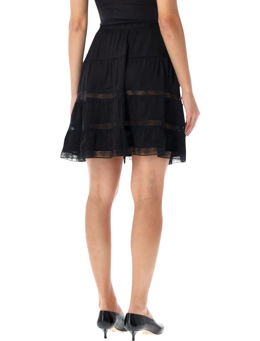 Gimaguas Cielo Skirt Flared Tiered Lace Mini Skirt