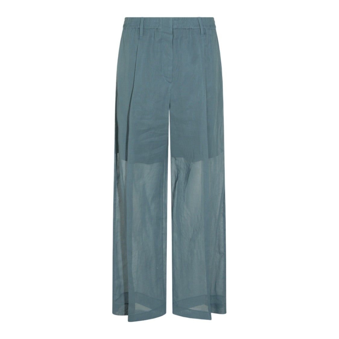 Brunello Cucinelli Wide-Leg Trousers With Elastic Waistband And Semi-Sheer Design