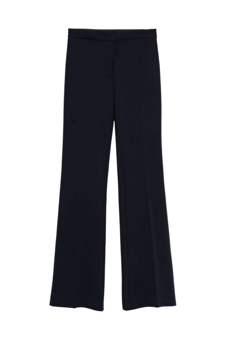 Pinko Blue High-Waist Crease Viscose-Blend Flared Pants