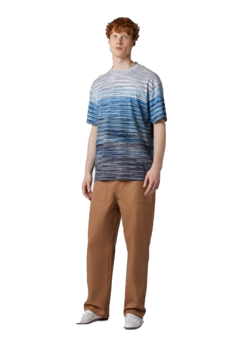 Missoni Gradient Blue Cotton T-Shirt Logo Detail
